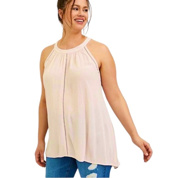Torrid Peach Blush Pink Gauze Goddess Halter Tunic Top Women’s Size Large NWT! - Picture 1 of 11